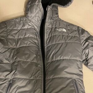 The North Face Reversable Metallic Gray and Black Jacket